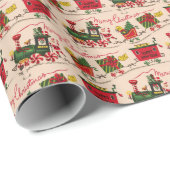 Kersttreinen Verpakkingspapier Cadeaupapier (Rol Hoek)