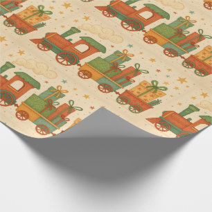 Kersttreinen voor kleine jongens cadeaupapier