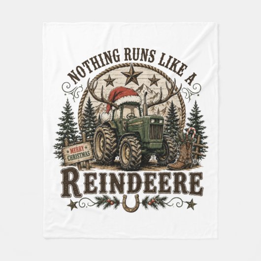 Kersttrekker Rendier Fleece Deken (Voorkant)