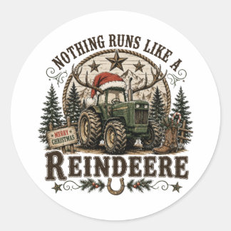Kersttrekker Rendier Ronde Sticker