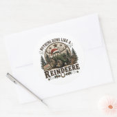 Kersttrekker Rendier Ronde Sticker (Envelop)