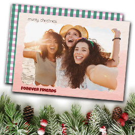 Kersttrendy geruite aangepaste foto vakantiekaarte feestdagenkaart