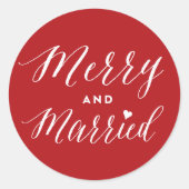 Kersttrendy Huwelijk Script Vakantie Bruiloft Ronde Sticker (Voorkant)