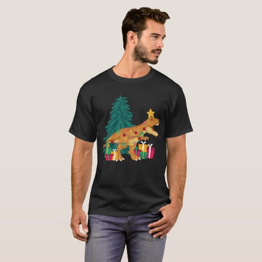 KerstTrex Funny Xmas Dinosaur T-shirt (Voorkant volledig)