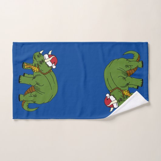 Kersttriceratops Dinosaur Bad Handdoek (Handdoek)