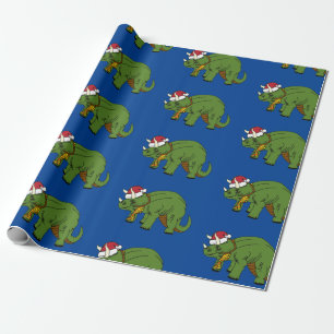 kersttriceratops Dinosaur Wrapping Paper Cadeaupapier