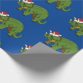kersttriceratops Dinosaur Wrapping Paper Cadeaupapier (Hoek)