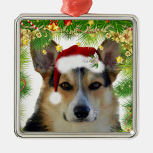kersttricolor Corgi Metalen Ornament