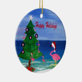 Kersttrim met Kerstmis van Santa flamingo Keramisch Ornament (Rechts)