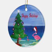 Kersttrim met Kerstmis van Santa flamingo Keramisch Ornament (Links)