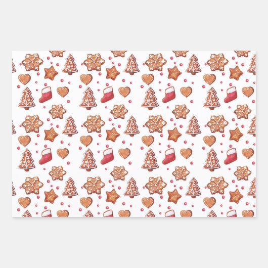 Kersttrio- koekjes, Holly Berries en Sweaters Inpakpapier Vel (Voorkant 2)