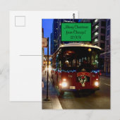 Kersttrolley in Chicago Briefkaart (Voorkant / Achterkant)