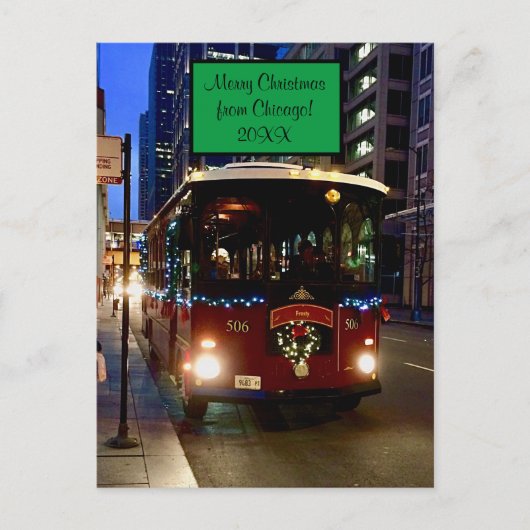Kersttrolley in Chicago Briefkaart (Voorkant)