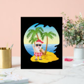 Kersttropisch strand Funny Santa Claus Acryl Bord (Huwelijk)