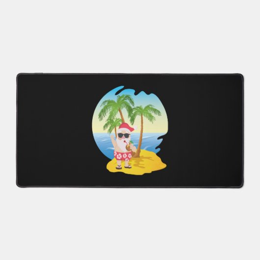 Kersttropisch strand Funny Santa Claus Bureaumat (Voorkant)