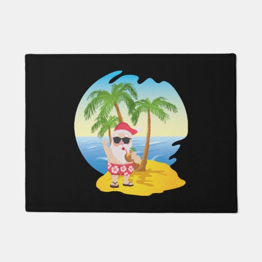 Kersttropisch strand Funny Santa Claus Deurmat (Voorkant)