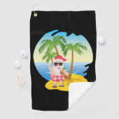Kersttropisch strand Funny Santa Claus Golfhanddoek (Insitu)