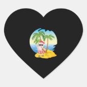 Kersttropisch strand Funny Santa Claus Hart Sticker (Voorkant)