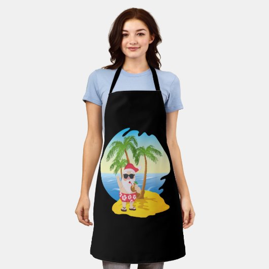 Kersttropisch strand Funny Santa Claus Schort (Gedragen)