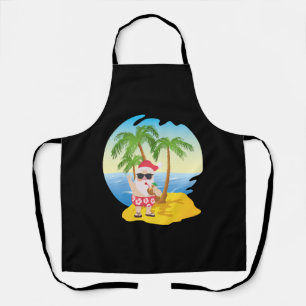 Kersttropisch strand Funny Santa Claus Schort