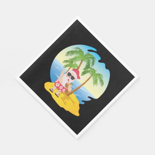 Kersttropisch strand Funny Santa Claus Servet (Hoek)