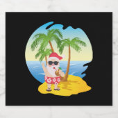 Kersttropisch strand Funny Santa Claus Sparkling Wijnetiket (Enkel label)