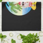 Kersttropisch strand Funny Santa Claus Theedoek (Gevouwen)