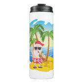 Kersttropisch strand Funny Santa Claus Thermosbeker (Voorkant)