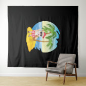 Kersttropisch strand Funny Santa Claus Wandkleed (In Situ (horizontaal))