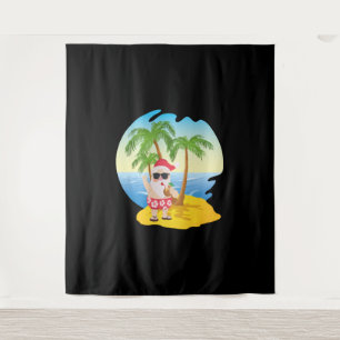 Kersttropisch strand Funny Santa Claus Wandkleed