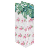 Kersttropische roze flamingo wijn cadeautas (Voorkant Gekanteld)