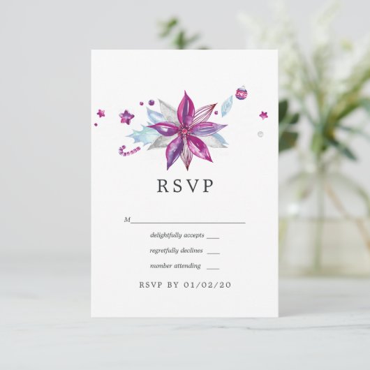 Kersttrouwdag Merry and Bright RSVP Kaartje (Staand voorkant)