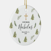 kersttrouwe bomen baptisme God zegene Keramisch Ornament (Rechts)