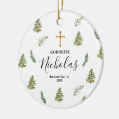 kersttrouwe bomen baptisme God zegene Keramisch Ornament (Links)