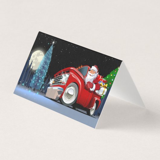 Kersttruc met cartooneske figuren kaart (Voorkant)