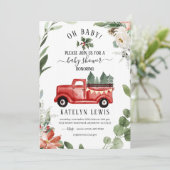 Kersttruck Baby shower uitnodiging Oh Baby (Staand voorkant)