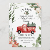 Kersttruck Baby shower uitnodiging Oh Baby (Voorkant / Achterkant)