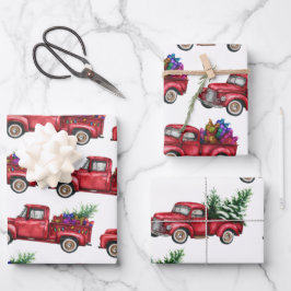 Kersttruck, boom, Cadeaus  Inpakpapier Vel