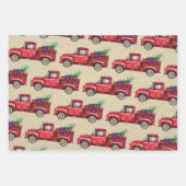 Kersttruck, boom, Cadeaus op Faux Kraft Inpakpapier Vel (Voorkant)