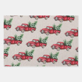 Kersttruck, boom, Cadeaus op Faux Kraft Inpakpapier Vel (Voorkant 3)