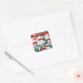 Kersttruck en Boom Land Kaart Envelope Vierkante Sticker (Envelop)