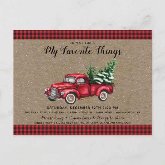 Kersttruck en boom Mijn favoriete feestdag Briefkaart (Voorkant)