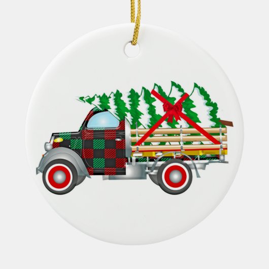 Kersttruck Keramisch Ornament (Voorkant)