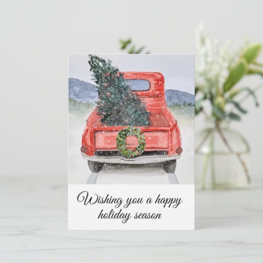 Kersttruck kerstkaart, aquarel (Staand voorkant)