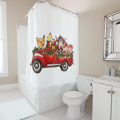 kersttruck koe varkenskip douchegordijn (In situ)