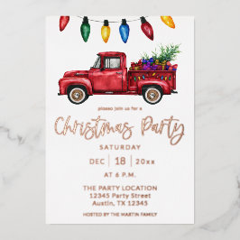 Kersttruck & Lichten Kerstfeest Folie Uitnodiging