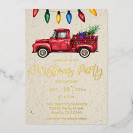 Kersttruck &Lichten Kerstfeest Nep Kraft Folie Uitnodiging