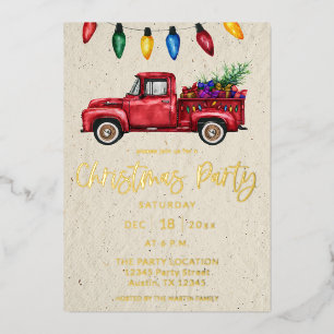 Kersttruck &Lichten Kerstfeest Nep Kraft Folie Uitnodiging