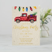 Kersttruck &Lichten Kerstfeest Nep Kraft Folie Uitnodiging (Staand Voorkant)