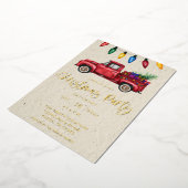 Kersttruck &Lichten Kerstfeest Nep Kraft Folie Uitnodiging (Gedraaid)
